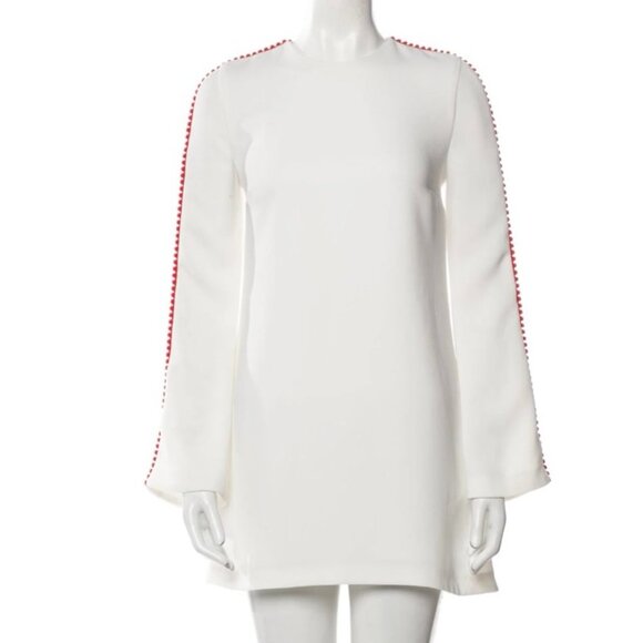NWOT Galvan London Long Sleeved Shift Dress in White with Red Detailing